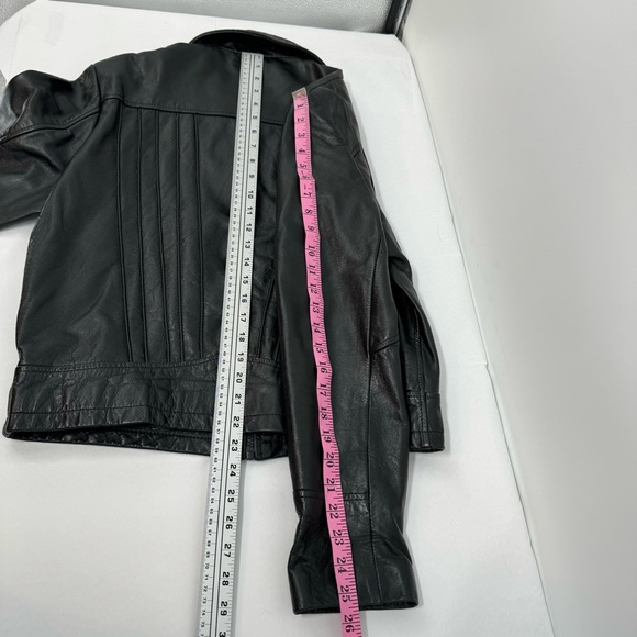 Vintage 1970’s Wilsons Ribbed Leather Jacket Women’s 40 US 10 Dark Black - Picture 9 of 10